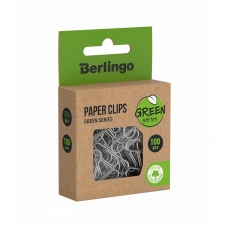 Скрепки 28мм, Berlingo Green Series, 100шт, никелированные, крафт упак., европодвес