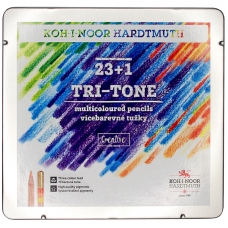 Карандаши многоцветные Koh-I-Noor TRI-TONE 3444, 24шт., металл.коробка