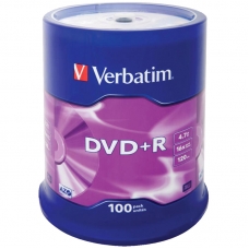 Диск DVD+R 4.7Gb Verbatim 16x Cake Box (100шт)