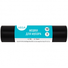 Мешки для мусора  160л Vega ПВД, 80*106см, 20мкм, 10шт., черные, в рулоне