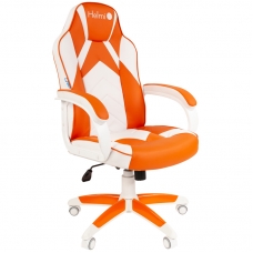 Кресло игровое Helmi HL-S17 Arrow, экокожа, белая/оранжевая, механизм качания