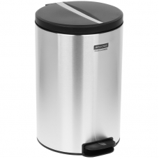 Ведро-контейнер для мусора (урна) OfficeClean Professional ORIGINAL, 12л, корпус нержавеющая сталь, крышка из пластика, хром