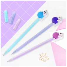 Ручка шариковая MESHU Cute Cats. Кот с клубком синяя, 0, 7мм, корпус ассорти