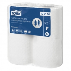 Бумага туалетная Tork AdvancedТ4 2-слойная, стандарт. рулон, 23м/рул, 4шт., тиснение, белая