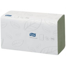Полотенца бумажные лист. Tork AdvancedZZ-слН3, 2-слойные, 250л/пач, 23*24,8см, тисн., зеленые