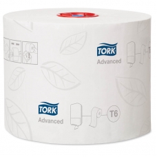 Бумага туалетная Tork AdvancedТ6 2-слойная, Mid-size рулон, 100м/рул, мягкая, тиснение, белая