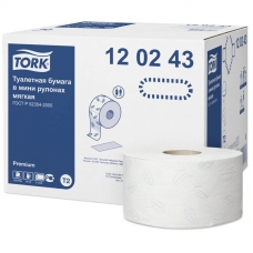 Бумага туалетная Tork PremiumT2 2-слойная, мини-рулон, 170м/рул, мягкая, тиснение, белая