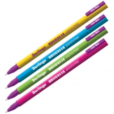Ручка гелевая Berlingo Color Stick черная, 0,5мм, корпус ассорти