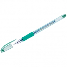 Ручка гелевая Crown Hi-Jell Needle Grip зеленая, 0,7мм, грип, игольчатый стержень, штрих-код