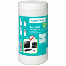 Салфетки чистящие влажные OfficeClean, универсальные, антибактериальные, в тубе, 100шт.