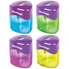 Точилка пластиковая Berlingo DoubleColor, 2 отверстия, контейнер, ассорти