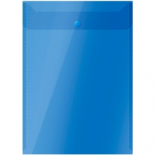 Папка-конверт на кнопке OfficeSpace А4, вертикальная, 150мкм, полупрозрачная, синяя