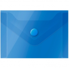 Папка-конверт на кнопке OfficeSpace, А7 74*105мм, 150мкм, полупрозрачная, синяя