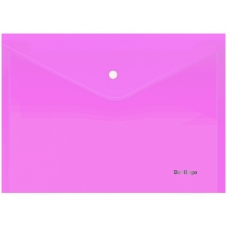 Папка-конверт на кнопке Berlingo Starlight, А4, 180мкм, прозрачная розовая, индив. ШК