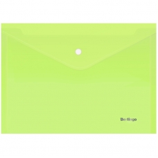 Папка-конверт на кнопке Berlingo Starlight, А4, 180мкм, прозрачная салатовая, индив. ШК