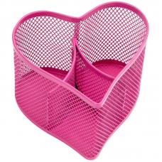 Настольная подставка Berlingo Steel&Style, металлическая, в виде сердца, 3 секции, розовая