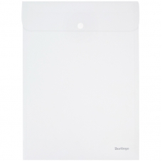 Папка-конверт на кнопке Berlingo, А4, 180мкм, вертикальная, прозрачная