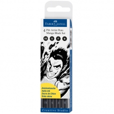 Набор капиллярных ручек Faber-Castell Pitt Artist Pen Manga Black set черные, 4шт., 0,1/0,3/0,5мм