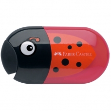 Точилка пластиковая с ластиком Faber-Castell Ladybug, 2 отверстия, контейнер