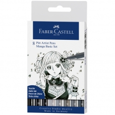 Набор капиллярных ручек Faber-Castell Pitt Artist Pen Manga Basic set ассорти,8шт.,0,3/0,7мм/Brush