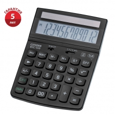 Калькулятор настольный Citizen ECC-310, 12 разр., двойное питание, 191*139*30мм, черный