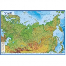 Карта Россия физическая Globen, 1:8,5млн., 1010*700мм, интерактивная, с ламинацией, европодвес