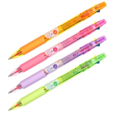 Ручка шариковая автоматическая MunHwa Hi-Color 3 3цв.син/неон желт/неон роз,0,7мм,корпус ассорти