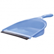 Совок для мусора OfficeClean, низкая ручка, с резиновой кромкой, ширина 23см, пластик, голубой