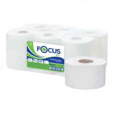Бумага туалетная Focus Eco Jumbo, 1 слойн, 200 м/рул, тиснение, белая