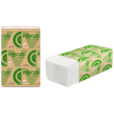 Полотенца бумажные лист Focus Eco V-сл, 1 слойн., 250 л/пач, 23*20,5см, белые