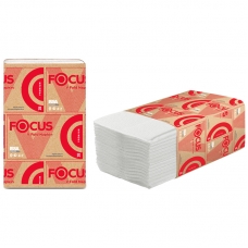 Салфетки бумажные диспенсерные Focus Premium V-сл, 2-сл., 200л/пач. 16,8*23см, тисн., белые