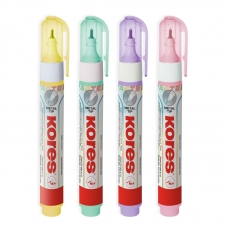 Корректирующий карандаш 10г (8мл) Kores Pastel ассорти:роз, желт, фиол, мятн
