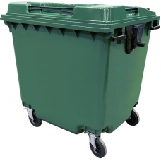 Контейнер-бак мусорный 1100л на 4-х колесах с крышкой, зеленый