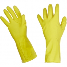 Перчатки резиновые PACLAN Professional латекс хлопковое напыление желт р S