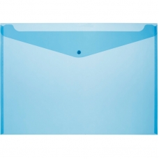 Папка-конверт на кнопке Attache А3, полупрозр.180мкм синий, 5 шт/уп