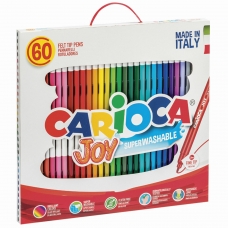 Фломастеры CARIOCA (Италия) Joy, 60 шт., 30 цветов, суперсмываемые, картонная коробка с ручкой, 41015