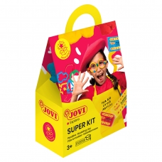 Пластилин JOVI Super Kit, 03 цвета, 150г, растительный, 6 формочек, 1 скалка, картонная упаковка