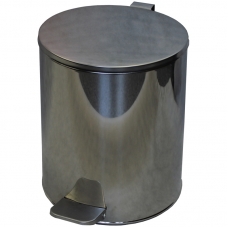 Ведро-контейнер для мусора (урна) Титан,  15л,  с педалью,  круглое,  металл, хром