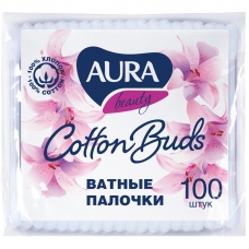 Ватные палочки Aura Beauty, 100шт., полиэтиленовый пакет
