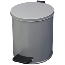 Ведро-контейнер для мусора (урна) Титан,  15л,  с педалью,  круглое,  металл, серый металлик