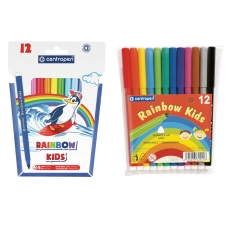 Фломастеры Centropen Rainbow Kids, 12цв., трехгранные, смываемые, ПВХ
