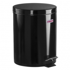 Ведро-контейнер для мусора урна с педалью ЛАЙМА Classic, 5 л, черное, глянцевое, металл, со съемным внутренним ведром, 604943