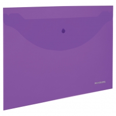 Папка-конверт с кнопкой ЮНЛАНДИЯ, А4, до 100 листов, прозрачная, фиолетовая, 0,18 мм, 228669