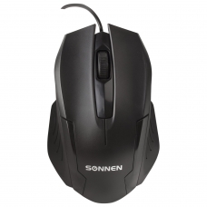 Мышь проводная SONNEN М-713, USB, 1000 dpi, 2 кнопки + колесо-кнопка, оптическая, черная, 512637