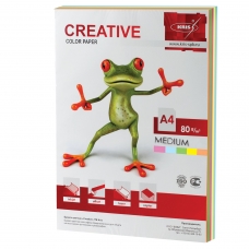 Бумага CREATIVE color Креатив, А4, 80 г/м2, 100 л. 5 цв.х20 л., цветная медиум, БОpr-100r