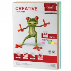 Бумага CREATIVE color Креатив, А4, 80 г/м2, 250 л. 5 цв. х 50 л., цветная медиум, БОpr-250r