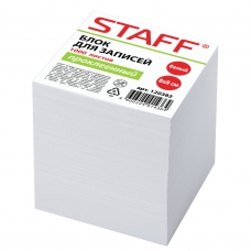 Блок для записей STAFF, проклеенный, куб 8х8 см,1000 листов, белый, белизна 90-92%, 120382