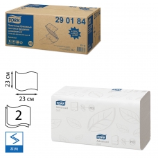 Полотенца бумажные, 200 шт., TORK Система H3 Advanced, комплект 20 шт., 2-слойные, белые, 23х23, ZZV, 290184