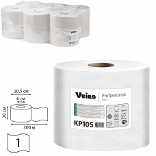 Полотенца бумажные с центральной вытяжкой VEIRO Professional Система M2, комплект 6 шт., Basic, 300 м, белые, KP105
