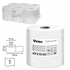 Полотенца бумажные с центральной вытяжкой VEIRO Система M2, комплект 6 шт., Comfort, 200 м, белые, KP210, КР210